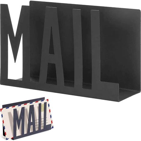 Porte-Courrier Trieuse de Lettres en Métal Noir Organisateur de Découpe de Courrier Support de Document de Lettre de Courrier avec pour Bureau Maison Bureau École (1/5)