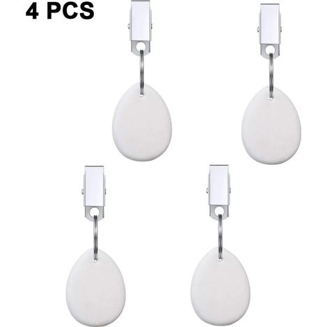 4 Pesos de mantel de piedra natural - Con pinza metálica - Ideal para mesa puesta (Blanco) (1/5)
