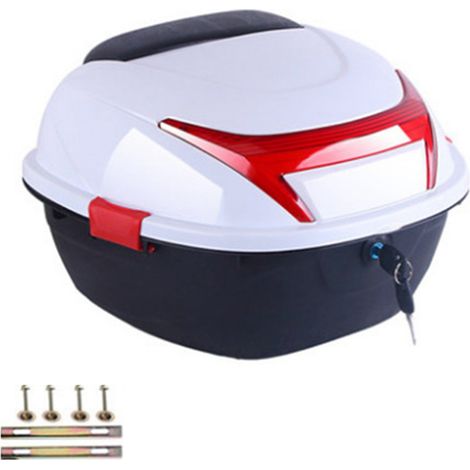 case arrière moto grand format blanc pour casque et bagages