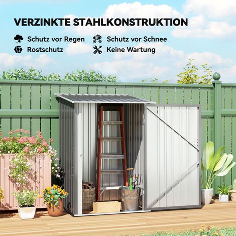 Abri de jardin en acier gris 100x103x160 cm, cabane de rangement métallique extérieur (1/5)