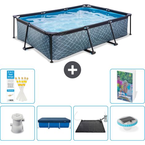 Exit Pool Rechteckig - Steinoptik - 300x200x65 cm - 7-teilig S328