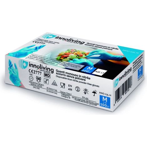 Guanti in Monouso Nitrile Senza Polvere Senza Lattice Medi 100 Pezzi