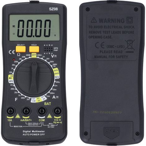 Ultradünnes Digitalmultimeter, automatische/manuelle Bereichswahl, akustischer und optischer Alarm, elektrischer Prüfer mit verstellbarem Ständer, präzise Messung (1/5)