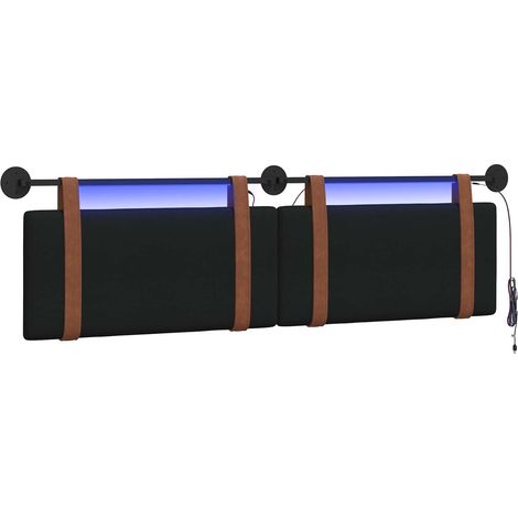 Hanging Headboard with LED Light Black Antique PU vidaXL