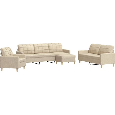 Maison Exclusive - Set di Divani 4 pz con Poggiapiedi Crema in Tessuto