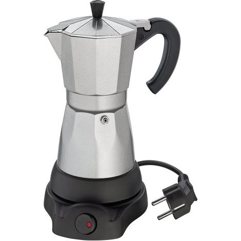 Caffettiera elettrica Cilio Classico, diametro 11,5x25 cm, 6 tazze, argento.