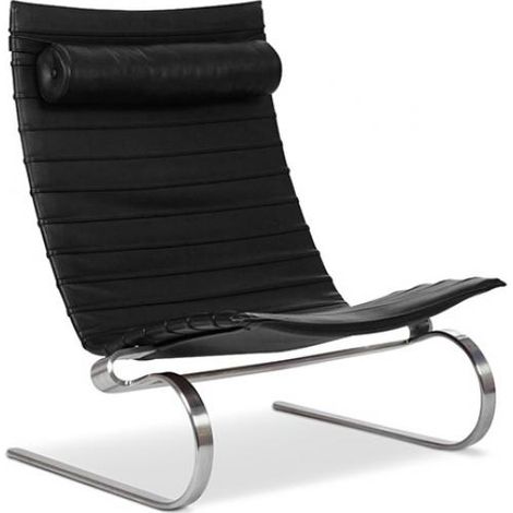 Fauteuil en cuir - Chaise longue design - Bloy Noir