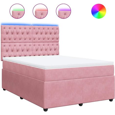 Maison Exclusive - Sommier à lattes de lit avec matelas Rose 160x200 cm Velours (1/5)
