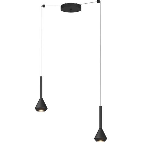 Lampadario Moderno Aygo Metallo Nero 2 Luci Gu10