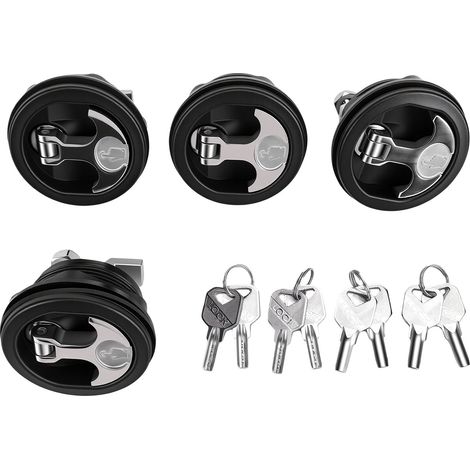 Loquet de trappe de bateau de 3 pouces, avec poignée en T et clés, came en acier inoxydable 316 adaptée à une ouverture découpée de 2 à 3/8 à 2-1/2, pour pont marin, utilisation en camping-car, 4 pièc (1/5)