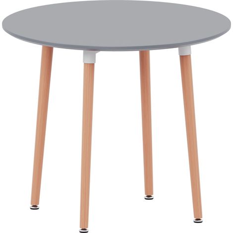 Batley 4 Seater Round Dining Table MDF Solid Beech Wood Dining Kitchen Furniture, Grey