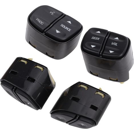 Durable ABS Multifunctional Steering Wheel Control Switch Button Kit for Radio, Volume, Program, and Source Switching for Envoy, Chevy, Trailblazer (4-Piece Set) - Black (1/5)
