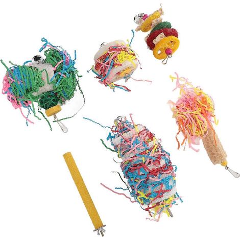 Jouet à déchiqueter pour oiseaux, perchoir coloré anti-ennui pour perroquets, perchoir à mâcher pour calopsittes et inséparables. (1/3)