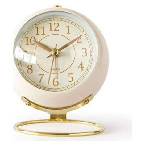 Horloge en métal avec base en verre convexe (blanche) - convient pour une utilisation à la maison ou au bureau. (1/5)