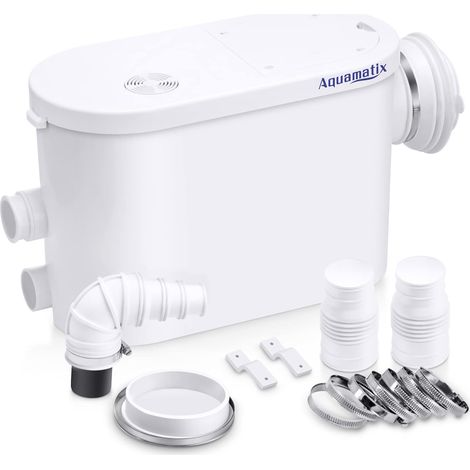 Broyeur Sanitaire 400W Pompe de relevage 145L/min pour WC suspendus 3 entrées Distance de pompage verticale 8m avec filtre à charbon (1/5)