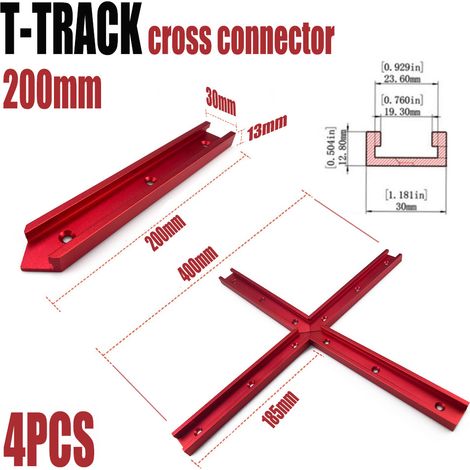 Rouge 200 (4 pièces par ensemble) Connecteur à rainure en T, rainure en croix universelle type 30 pour le travail du bois, rainure de connexion en forme de croix, rainure de travail du bois type 30. (1/5)