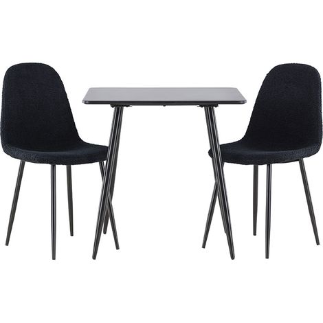 Polar ensemble pour salle à manger table 75x75cm et 2 chaises teddy noir. (1/5)