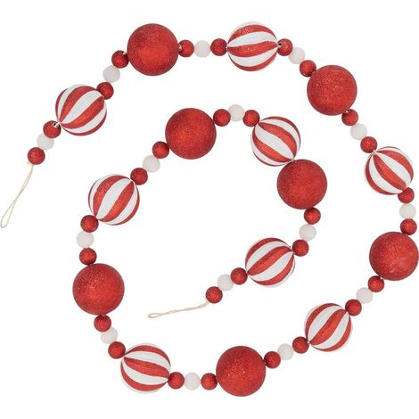 Ghirlanda di palline di polistirolo l.1,85 m rosso e bianco - Feeric lights & christmas (1/3)