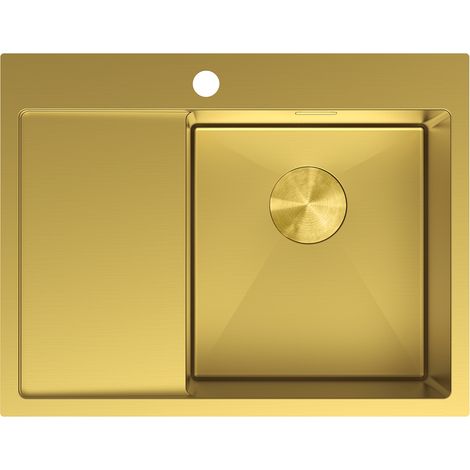 Mexen Exar lavello in acciaio inox 1 vasca con gocciolatoio destro 620 x 480 mm, dorato - 6432621005P-55 (1/5)