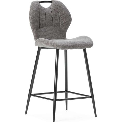 Pack de 2 taburetes modelo Omar tapizado en textil gris antracita, 96cm(alto) 48cm(ancho) 51cm (largo) (1/5)