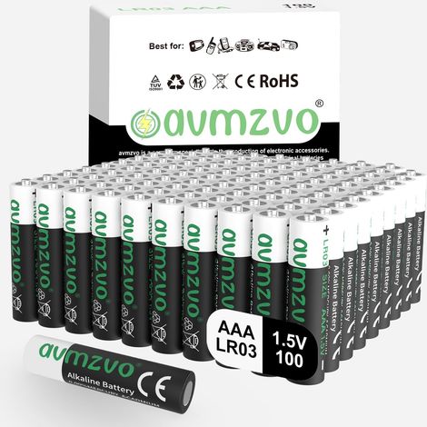 Piles AAA LR03, 1,5 V Lot de 100, Longue durée, alcalines, puissantes, Peuvent être utilisées pour Les Jouets, Les réveils et Autres appareils électroniques (1/5)