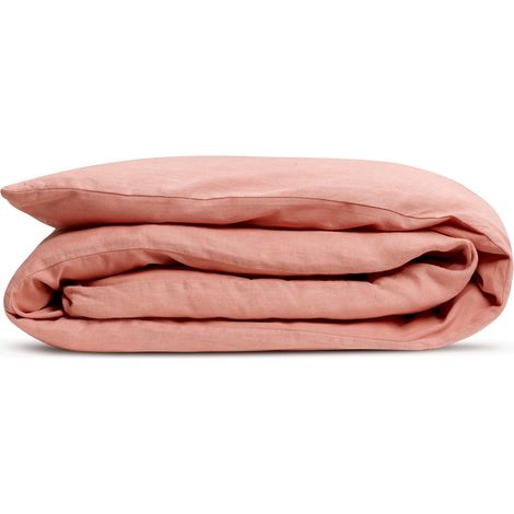 VIVARAISE - Housse d'édredon Vivaraise Linco en lin/coton - Rose blush - 85 x 200 cm (1/2)