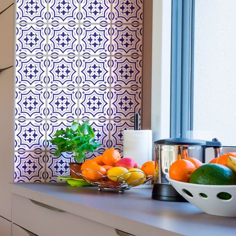 Stickers muraux - Sticker Mural Carrelage adhésif Cuisine Salle de Bain - 9 STICKERS CARRELAGES AZULEJOS BEATA - 9stickers20x20cm (1/5)