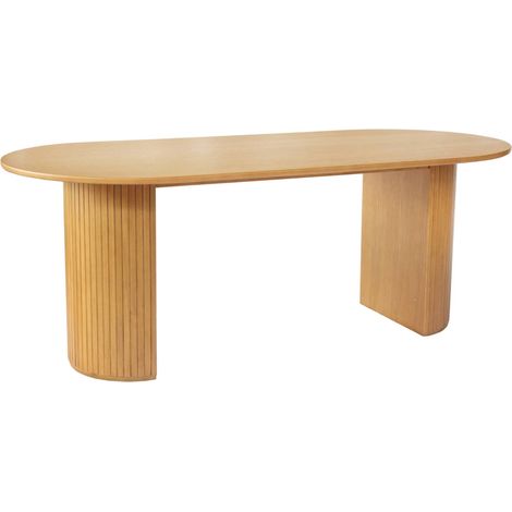 Oval dining table 200cm in rubberwood and oak veneer seats 6-8 natural 200x90x75 cm - Esteban