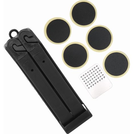 Kit de Réparation de Pneu Vélo sans Adhésif, Ensemble Anti-crevaison avec Rustines et Leve-pneu (1/5)