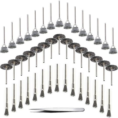 45 Pièces Brosses Rotatives en Acier Inoxydable pour Perceuse, Brosse Métallique Filaire pour Nettoyage du Bois et du Métal, Couleur Argentée (1/5)