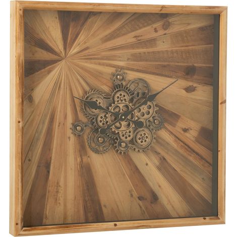 Horloge Murale Engrenage "Chalet" 80cm Naturel