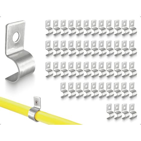 50 pièces colliers de serrage en métal, support de fil de tension pour installation encastrée de câble, collier de serrage en U avec un seul trou pour support de tuyau à boucle de tuyau (1/5)
