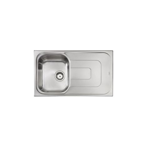 CM 011343.S1.01.2016 Pizzica Lavello da incasso 1 vasca sinistra con gocciolatoio a destra acciaio inox satinato (86x50x17 cm) colore Inox satinato (1/5)