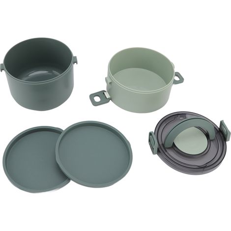 Lot double paroi plastique, boîte repas isotherme 1600ml, bol de riz portable pour femme, employée de bureau, étudiant, compartiments multiples, vert haricot (1/5)
