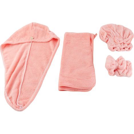 Ensemble de serviettes de bain enveloppées, 5 pièces, bonnet de séchage des cheveux, bandeau, chapeau de princesse, forte Absorption d'eau, robe portable (1/5)