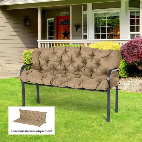 Cuscino/materasso per seduta e schienale di panchina da giardino, altalena o divano a 3 posti, elevato comfort, 150 x 98 x 8 cm, kaki chiaro