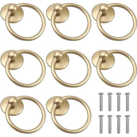 tiradores de puerta vintage de oro cepillado, tiradores de anillo para muebles, ideales para armarios, cajones y cómodas. (1/5)