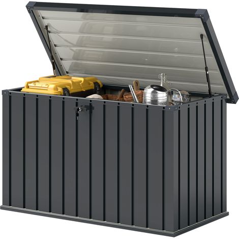 Baule da Esterno 400L Acciaio Zincato con Serratura 2 Chiavi Grigio Scuro 124x66x72 cm (1/5)