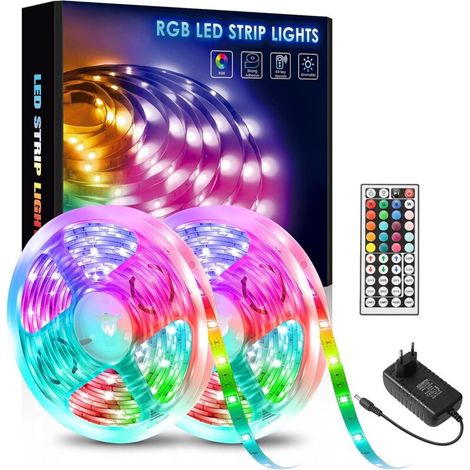 Bande LED 20M 5050 RGB 360 LEDs - Lumière LED Dimmable, Kit avec Télécommande Infrarouge 44 Touches, Décoration pour Chambre, Cuisine, Maison, Mariage