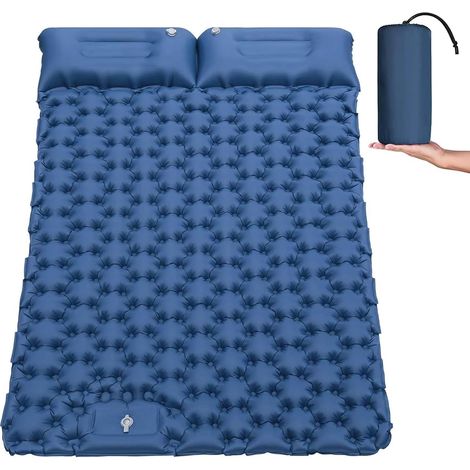 Selbstaufblasende Isomatte für 2 Personen, Doppel-Campingmatratze, ultraleichte aufblasbare Luftmatratze, Isomatte mit Kissen und Fußpumpe, für Zelt, Rucksackreisen, Wandern und Camping