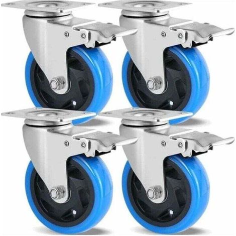 Enowelir Lot De 4 Roulettes Pivotantes 100mm Pour Meubles Avec Frein Jusqu'à 600KG Rotation 360° En Caoutchouc (1/4)