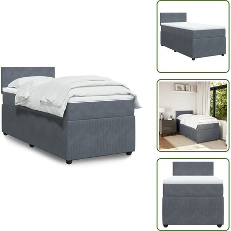 Materasso morbido - vidaXL Giroletto a Molle con Materasso Grigio Scuro 80x200 cm Velluto - Letto con doghe