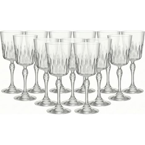 Set 12 Calici Vino Rosso Celebrazione 29 cl in Vetro Lavorato Stile Vintage Eleganti Bicchieri Incisi H 20,6 cm Lavabili in Lavastoviglie per Casa Ristorante ed Eventi Bor-mioli Lui-gi Collezione