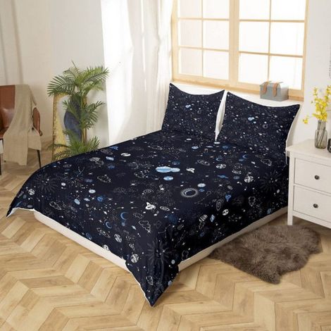 Housse De Couette - Cosmos - 220x240 Cm - Fermeture Eclair - Microfibre - Parure Lit 3 Pièces (1/5)