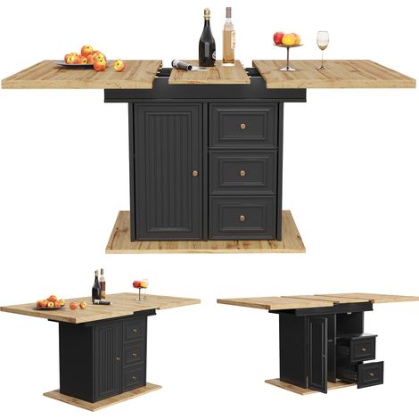 Mesa de comedor extensible 110-140 x 80 x 75 cm de MDF y metal (1/5)