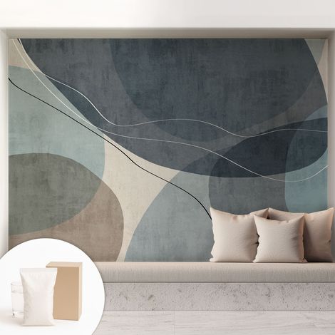 Fototapete Tapete Vliestapete mit Kleber - trendige Wanddeko - Schlafzimmer - Wohnzimmer Moderne Abstraktion 208x146 cm (1/5)
