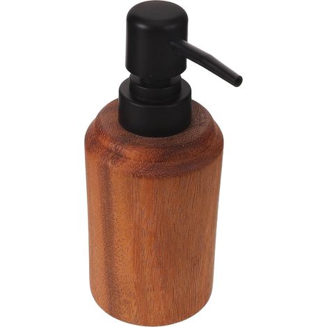 Flacon-Pompe à Savonnette en Bois et Acier Inoxydable, 250ml Marron (1/5)
