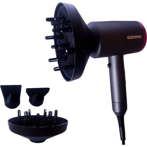 Trade Shop - Phon Asciugacapelli Professionale 1400w Max Con Diffusore 2 Beccucci Gm-137 -