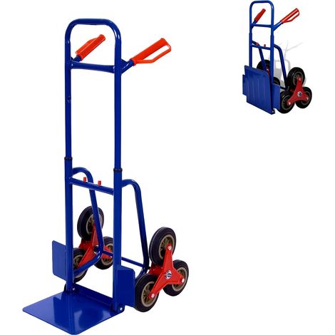CARRELLO PER SCALE 6 RUOTE TRASPORTA FINO A 120KG PIEGHEVOLE CARRELLINO PORTA PACCHI REGOLABILE IN ALTEZZA (1/3)