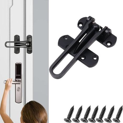 Cadenas para puertas, Cadena negra para puerta, Tope antirrobo para puertas, Candado antirrobo puertas batientes, Negra, Protección antirrobo (1/5)